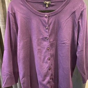 Talbots Womens  Purple Cardigan Sweater 1X